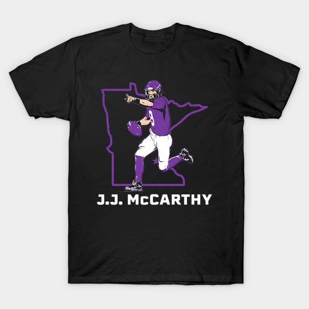 J.J. McCarthy State Star T-Shirt by artbygonzalez